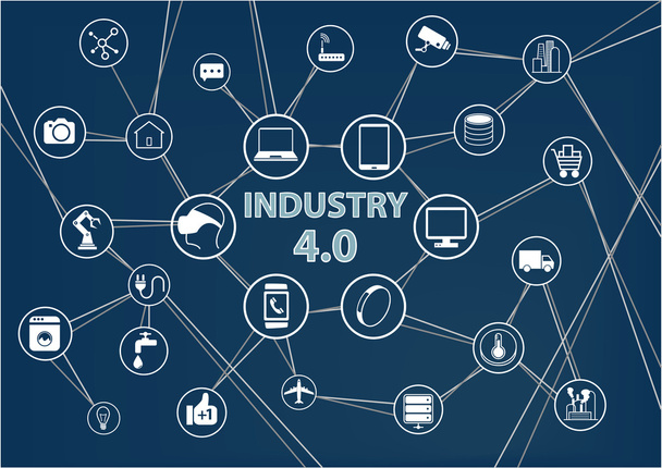 Industry 4.0 industrial internet of things (IIOT) background - Vector, Imagen