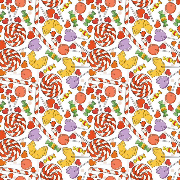 Vector Candy and Lollipop Seamless Pattern - Vector, Image