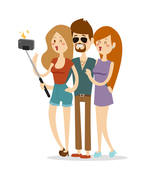 Selfie casal ilustração vetorial
. - Vetor, Imagem