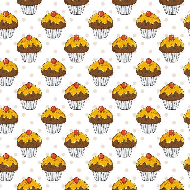 Vector Muffins Seamless Pattern - Vector, Image
