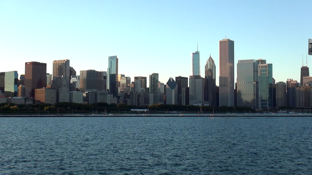 Chicago panoramę miasta o zachodzie słońca - Chicago, Illinois/Usa - Materiał filmowy, wideo