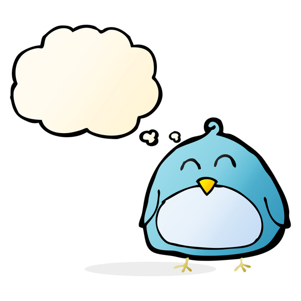 funny cartoon bird with thought bubble - Vettoriali, immagini