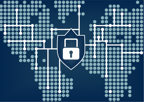 Seguridad informática para la organización global para evitar brechas en la red
 - Vector, Imagen