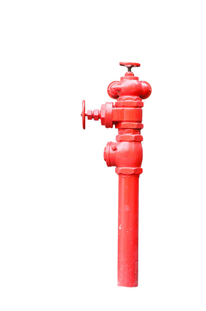 白の分離の赤い消火栓 - 写真・画像