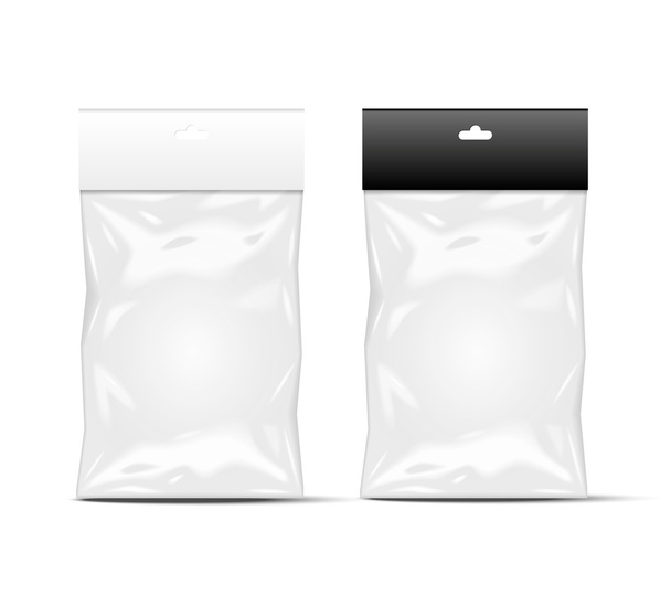 pacote de plástico preto e branco, embalagem, 3D, vetor
 - Vetor, Imagem