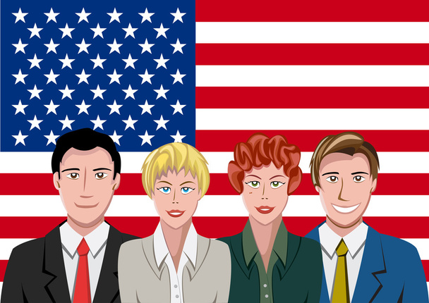 American people front of the flag - Vector, Image