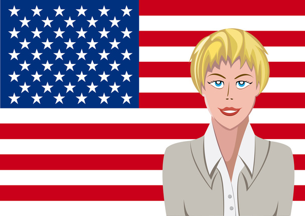 American people front of the flag - Vector, Image