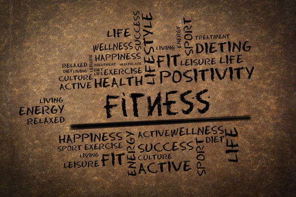 Fitness, esporte, conceito de saúde no fundo marrom
 - Foto, Imagem