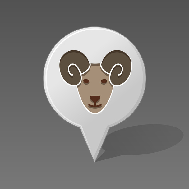 Sheep pin map icon. Animal head vector - Vector, Image