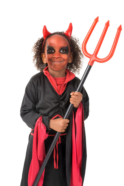Criança em traje de diabo Halloween
 - Foto, Imagem