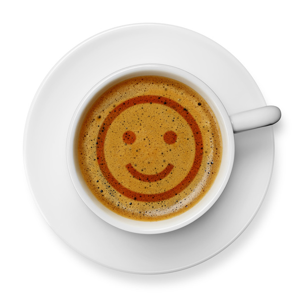 Smiley face on coffee - Фото, изображение