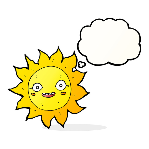 cartoon happy sun with thought bubble - Vecteur, image
