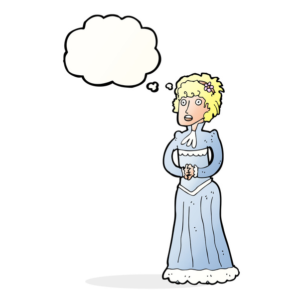 desenho animado chocado mulher vitoriana com bolha pensamento
 - Vetor, Imagem