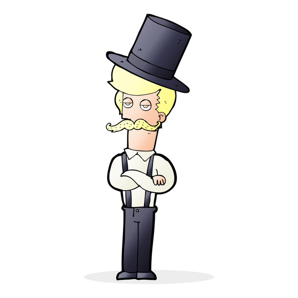cartoon man wearing top hat - Vector, Image