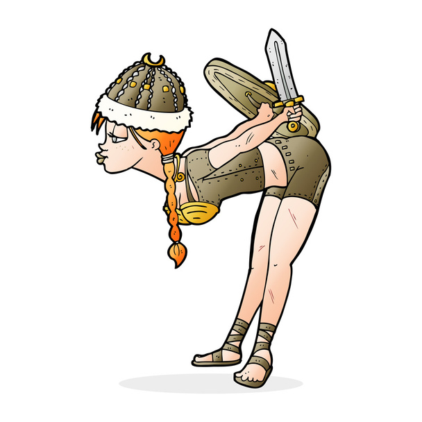 Chica vikinga de dibujos animados
 - Vector, Imagen