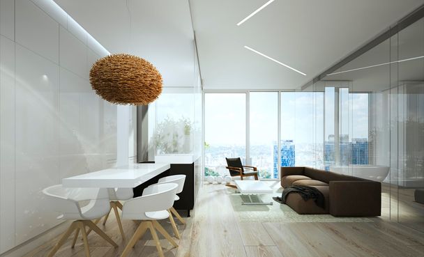 Интерьер гостиной квартиры в стиле минимализма
 - Фото, изображение