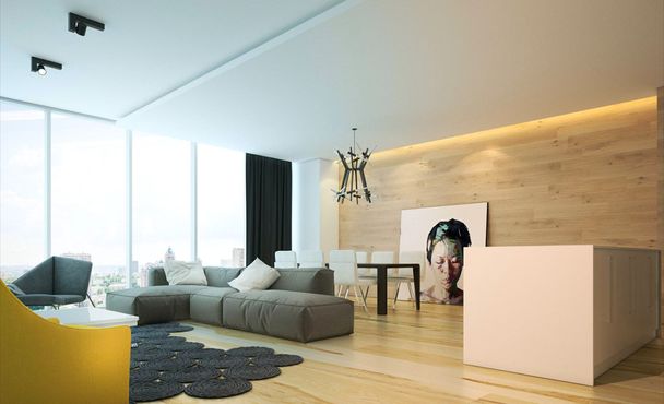 Interior sala de estar apartamentos no estilo de minimalismo
 - Foto, Imagem