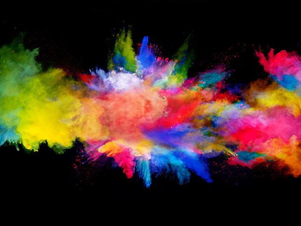 Explosion of colored powder on black background - Foto, immagini