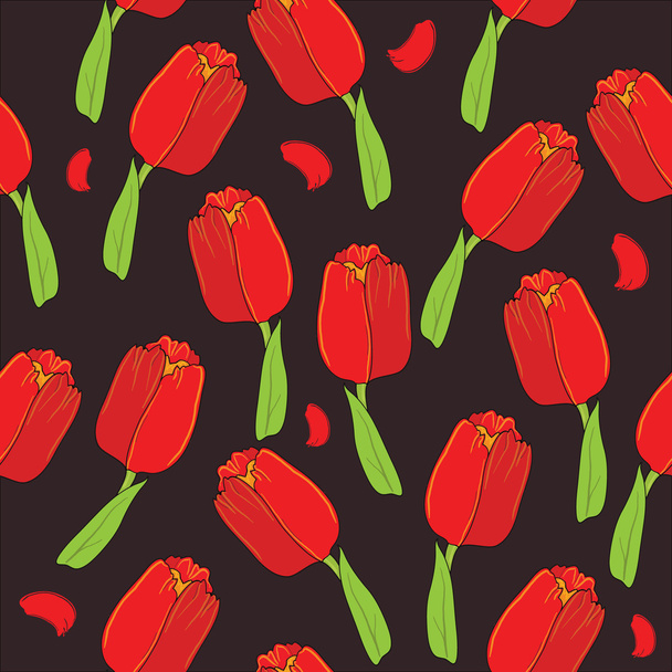 Ładny wzór kwiatowy z tulipany - Wektor, obraz