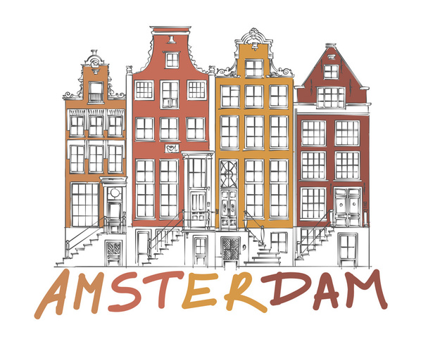 Amsterdam City Drawing - Vector, afbeelding