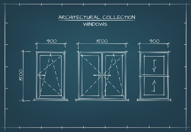 Windows の建築図面 - ベクター画像
