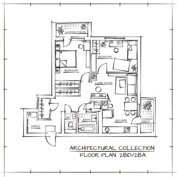 plano de piso arquitectónico
 - Vetor, Imagem