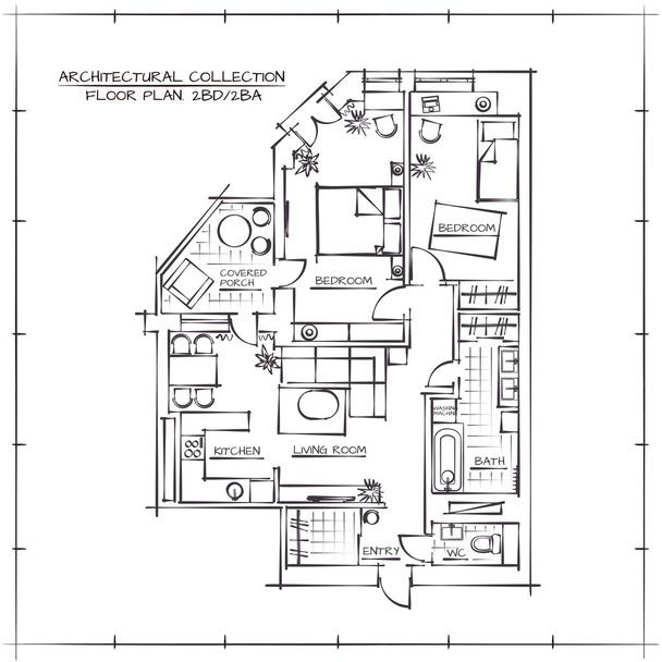 plano de piso arquitectónico
 - Vetor, Imagem