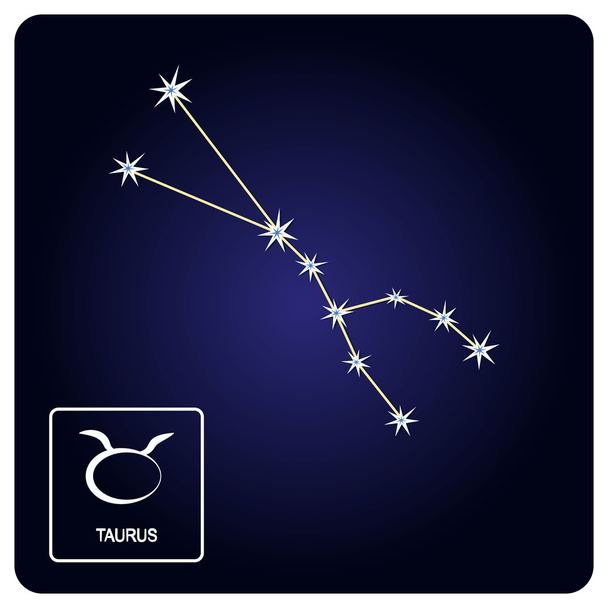 Voorraad vector iconen met Stier sterrenbeeld en sterrenbeeld Stier - Vector, afbeelding