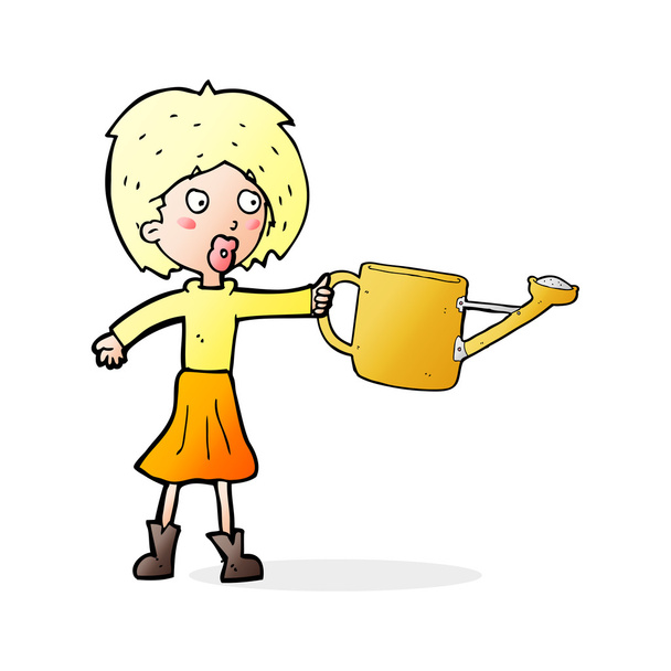 κινουμένων σχεδίων γυναίκα με ποτιστήρι - Διάνυσμα, εικόνα