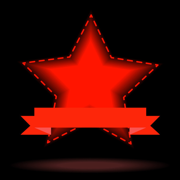 バナー 5 先の尖った星。黒の背景に分離されたベクトルのロゴ デザイン テンプレート. - ベクター画像