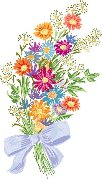 bunch of the meadow flowers - Vector, Image