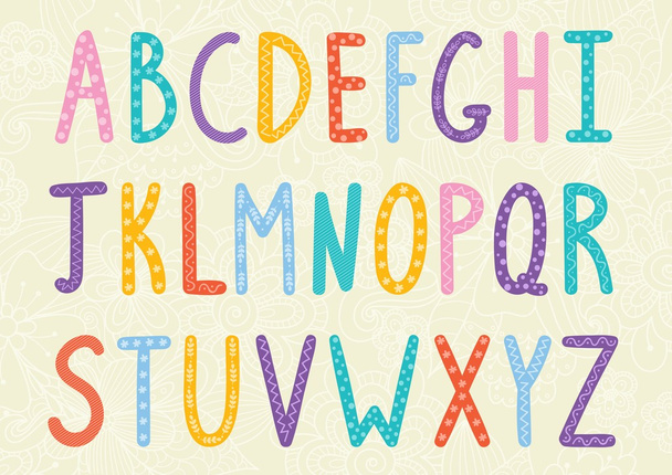 Funny long letters alphabet - Vector, Image