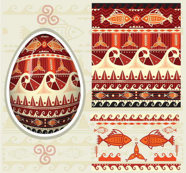 Traditional folk ornament for Easter eggs Pysanka - Vektör, Görsel