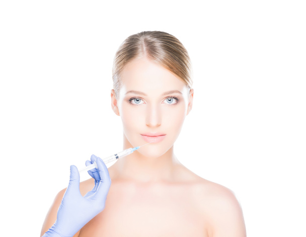 Γιατρός ενέσιμης botox στο πρόσωπο μιας γυναίκας - Φωτογραφία, εικόνα