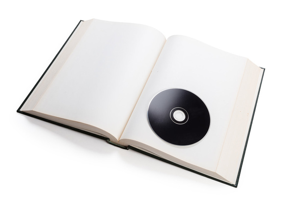 livro aberto e disco compacto
 - Foto, Imagem