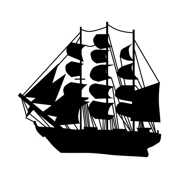 Sailing ship silhouette - Διάνυσμα, εικόνα