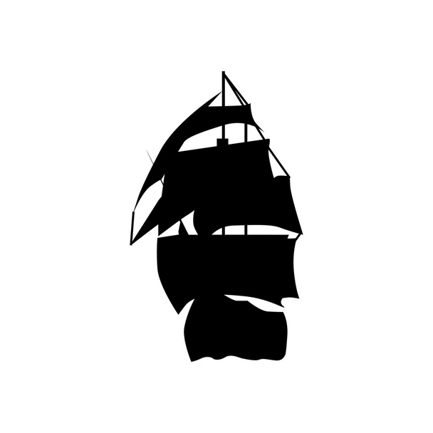Sailing ship silhouette - Vector, imagen