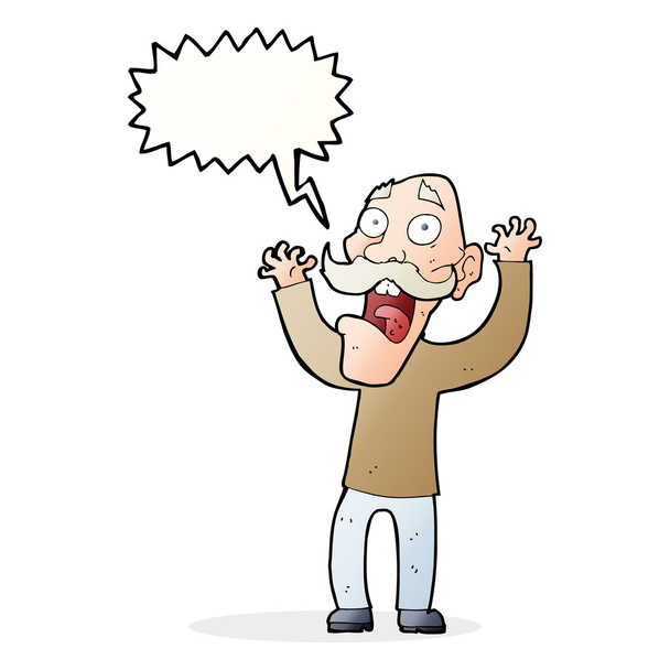 dibujos animados anciano recibiendo un susto con la burbuja del habla
 - Vector, Imagen