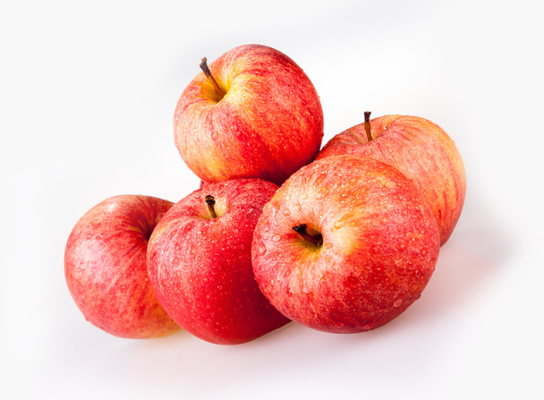 п'ять червоних яблук на ізольованому фоні
 - Фото, зображення