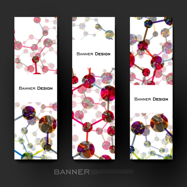 Beautiful banner vector template with DNA molecule background - Vector, Image