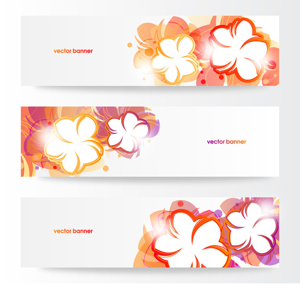 Illustration of set of banner with flowers - Vector, Image