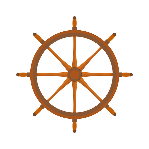 Yacht or sheep wheel rudder flat style vector illustration isolated on white background - Вектор, зображення