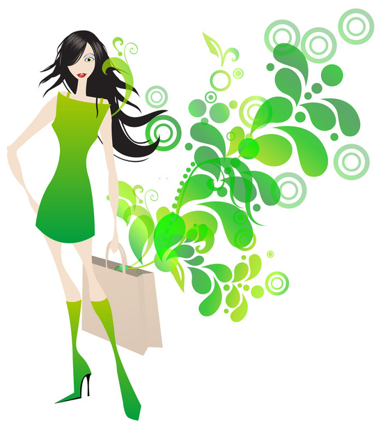 Elegant shopping girl - Vector, Image