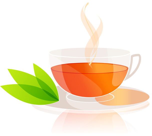 Tea cup with leaves - Vector, Image