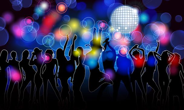 Colorful party silhouettes - Vector, Image