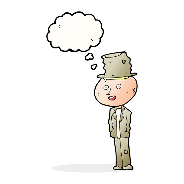 rajzfilm vicces csavargó férfi gondolkodás buborék - Vektor, kép