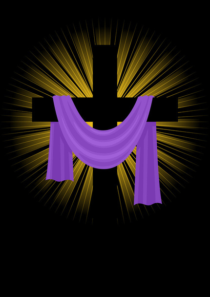 Ilustracja krzyż z purpurowe skrzydła - Wektor, obraz