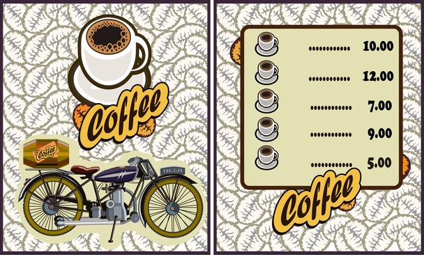 coffee shop ilustrace návrhové prvky vintage vektor. Motorka - Vektor, obrázek