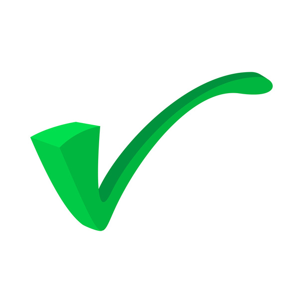 Green tick, check mark icon, cartoon style - Vector, Image