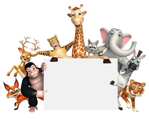 3d rendered illustration of wild animal with white board - Photo, Image